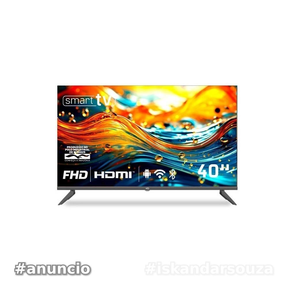 Smart TV HQ 40 Full HD tela sem bordas Android 12 design Slim HQS40NKHM