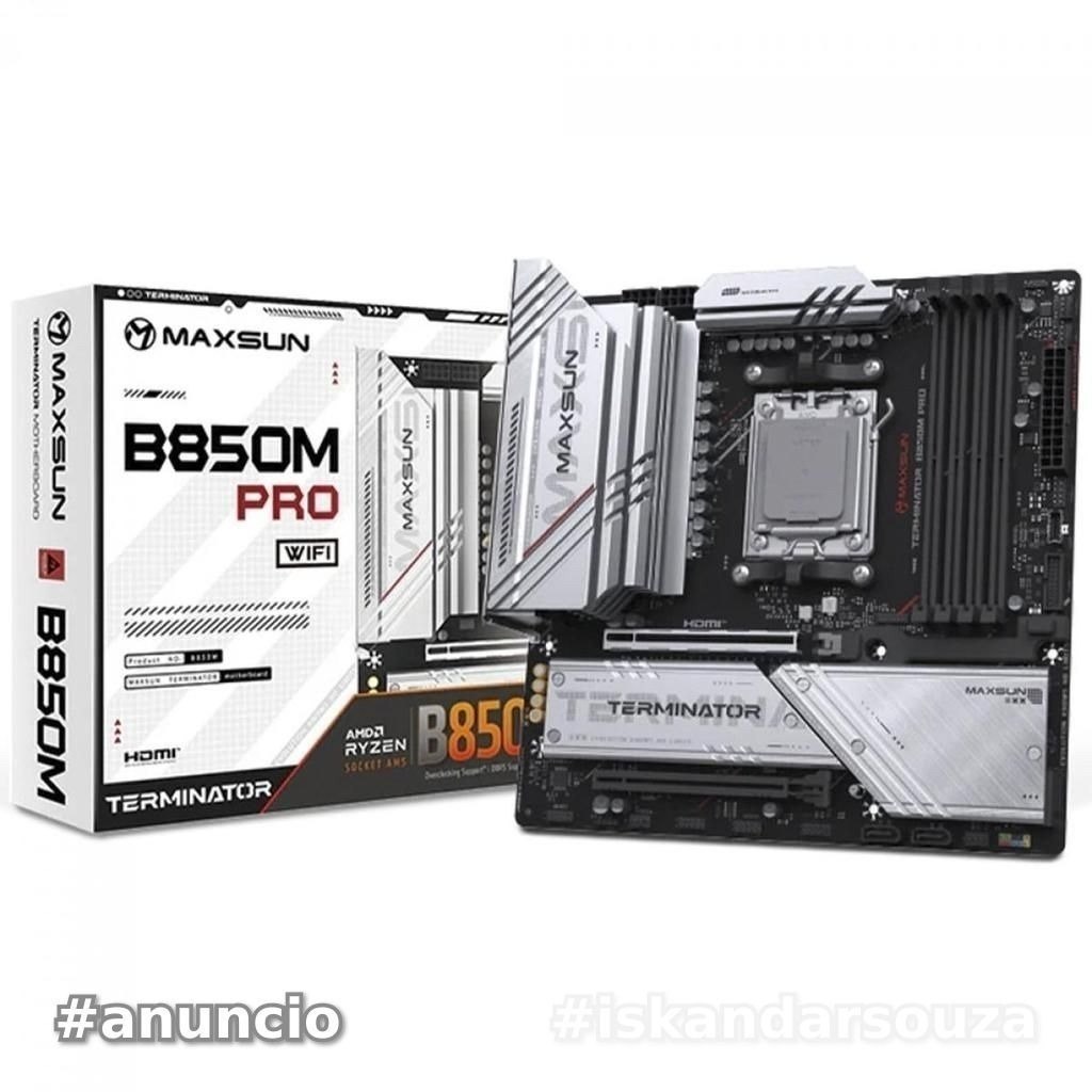 Placa Mãe Maxsun Terminator B850M Pro WiFi, Chipset B850, AMD AM5, mATX, DDR5