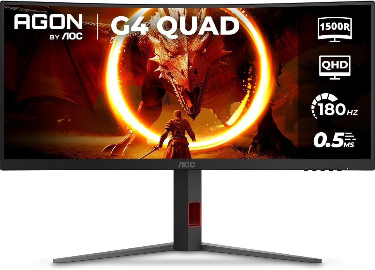 Monitor Gamer Curvo AOC AGON QUAD 34 Ultrawide WQHD 180Hz 0,5ms Base Ajustável U34G4C