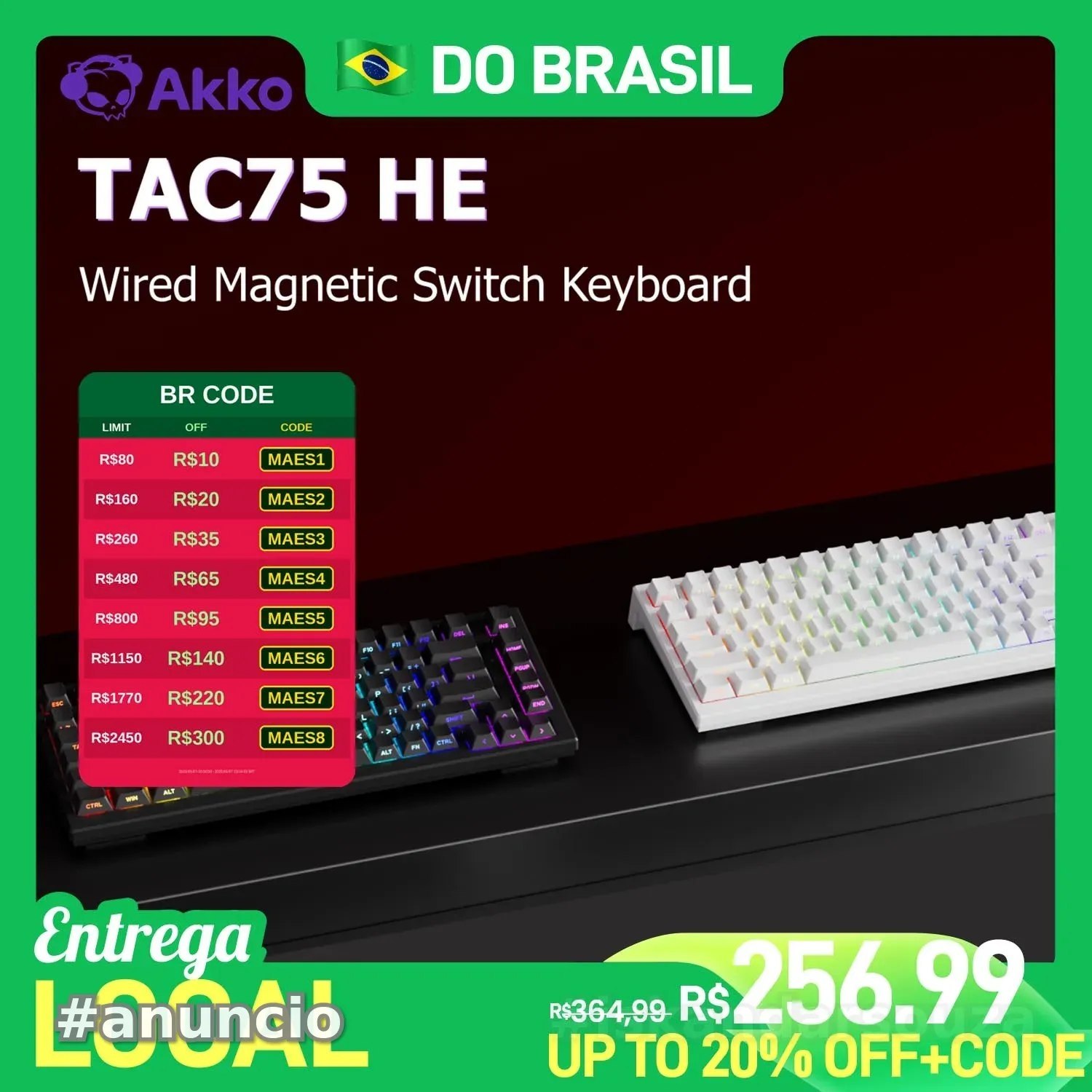 Akko tac75 he 75 Teclado magnético 0.01mm 8000hz RGB magnetico tac 75 tac75he 75he