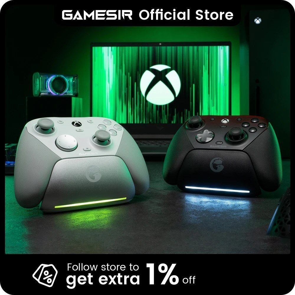 GameSir G7 Pro para Xbox Series X  Controle S com Joysticks TMR, Gatilhos de Efeito Hall, Placas Frontais Magnéticas, Giroscópio, Base de Carregamento Inteligente
