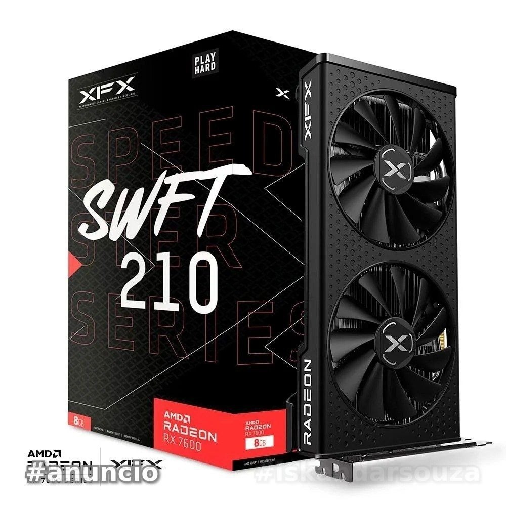 Placa de Vídeo RX 7600 Series Graphics Cards XFX AMD Radeon, 8GB GDDR6 - RX-76PSWFTFY