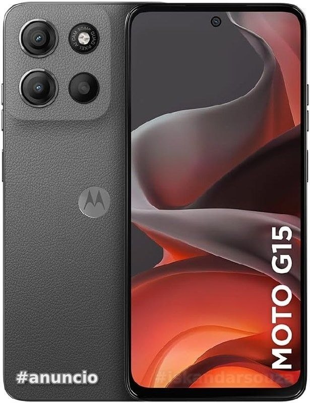 Smartphone Motorola Moto g15-256GB 12GB 4GB RAM8GB Ram Boost e Camera 50MP com AI e Night Vision Bateria de 5200 mAh Tela FHD 6.7 com Superbrilho NFC - Grafite
