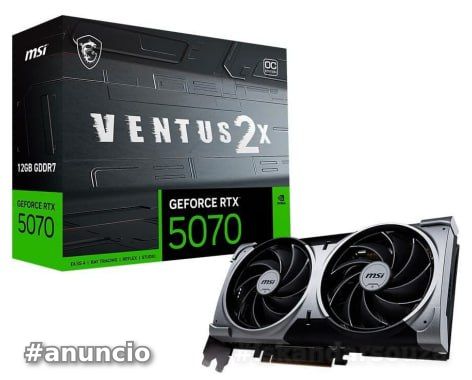 Placa de Vídeo MSI GeForce RTX 5070 12G VENTUS 2X OC,12 GB GDDR7, 28Gbps, NVIDIA GeForce RTX 5070- G5070-12V2C