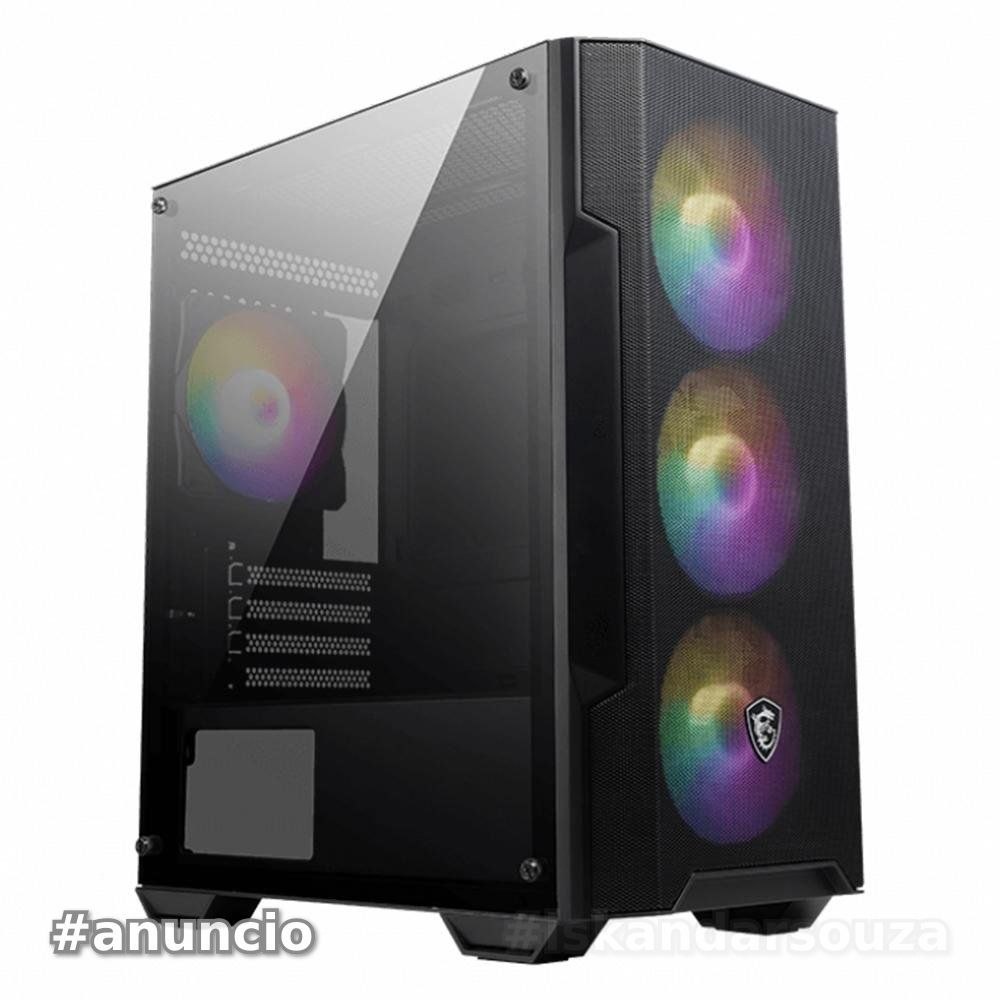 Gabinete Gamer MSI MAG Forge M100A, M-Atx, Lateral Acrílico, Preto  4 Fans ARGB
