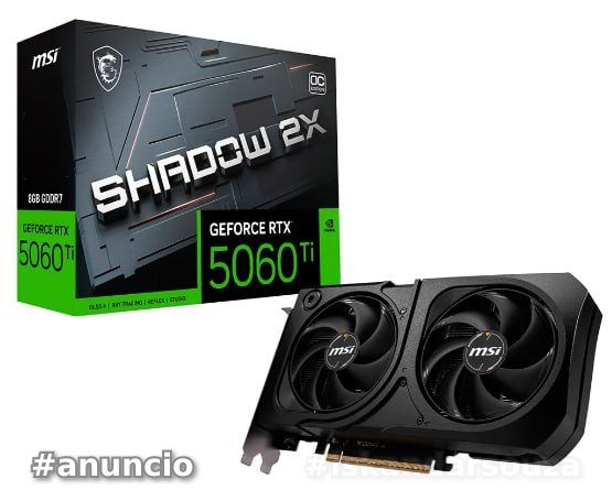Placa De Vídeo MSI GeForce RTX 5060 Ti Shadow 2X OC Plus, Nvidia, 8GB, GDDR7, 128-Bit - G506T-8S2CP