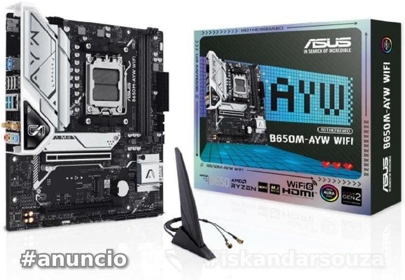 Placa Mãe Asus B650M-AYW WiFi, DDR5, Socket AMD AM5, M-ATX, Chipset AMD B650 - B650M-AYW-WIFI