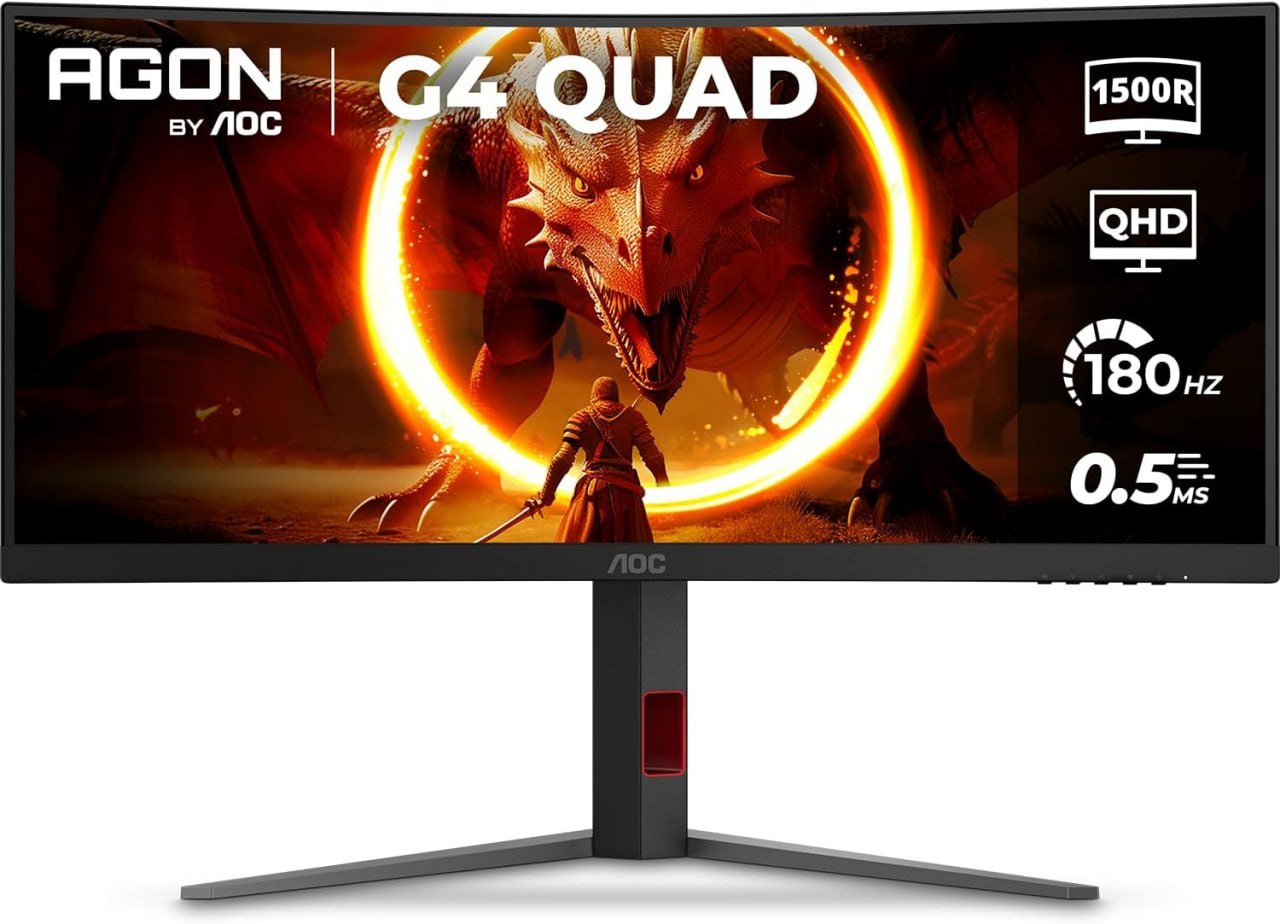 Monitor Gamer Curvo AOC AGON QUAD 34 Ultrawide WQHD 180Hz 0,5ms Base Ajustável U34G4C