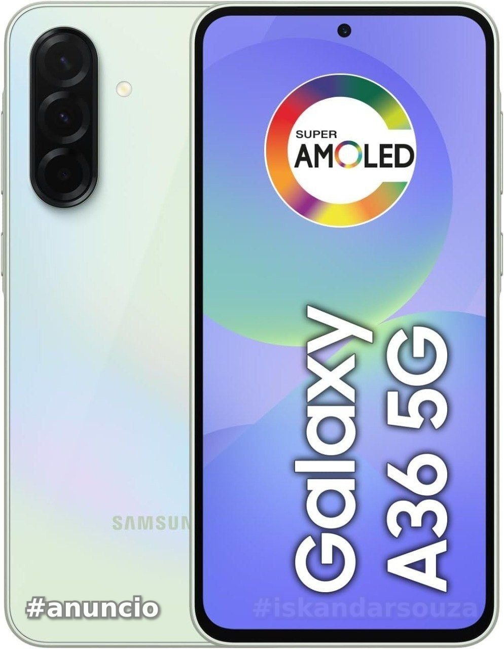 Celular Samsung Galaxy A36 5G 128GB, 6GB RAM, Câmera 50MP, IP67, Super AMOLED 6.7, Recursos AI, Verde