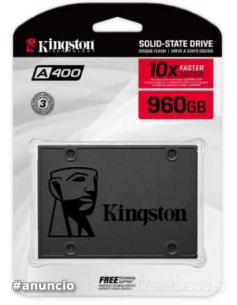 SSD Kingston A400, 960GB, SATA III, 2.5, Leitura 500MBs, Gravação 450MBs, Preto - SA400S37960G